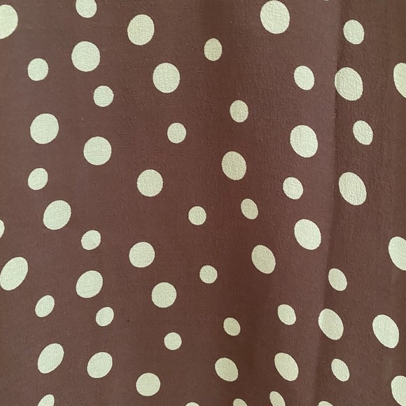 Suzi Chin Womens Size 10 Brown Green Polka Dot Empire Waist Silk Dress - Picture 9 of 16